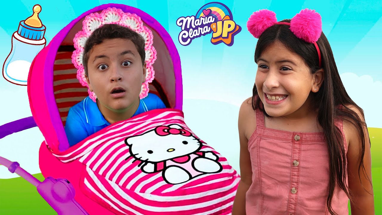 Maria Clara brinca de Mamãe e Filhinho com o JP 👶 Pretend to play nanny!!!