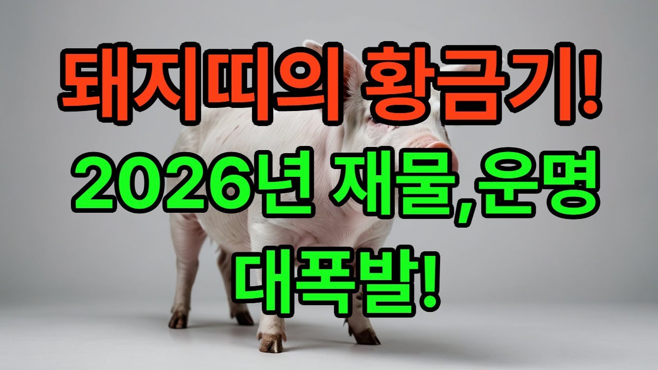 2026년 돼지띠 운세｜그동안 막혔던 재물줄이 풀립니다