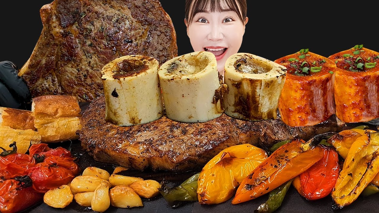 Кость говядины Marrow 🐮 TOMAHAWK STEAK 🥩 Звуки для еды MUKBANG