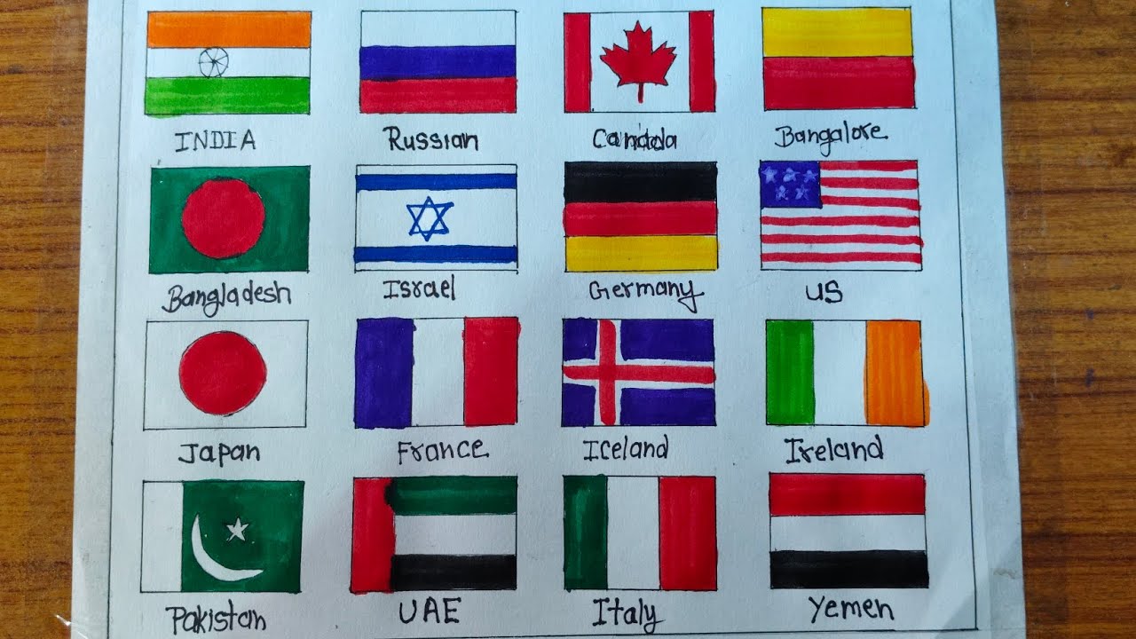 Flags of different countries 🇮🇳 // 15 Country flag drawing
