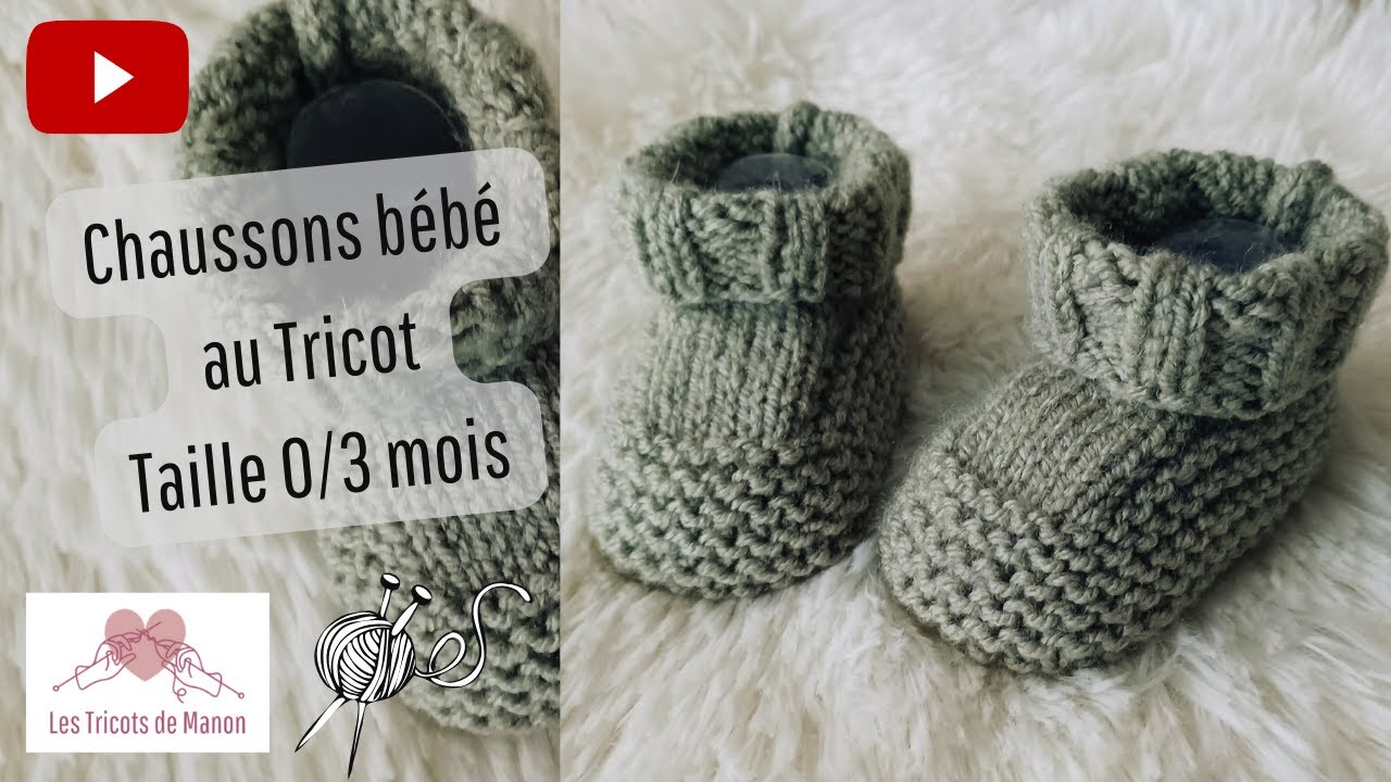 Chaussons bébé au Tricot - Taille 0/3 mois ‐