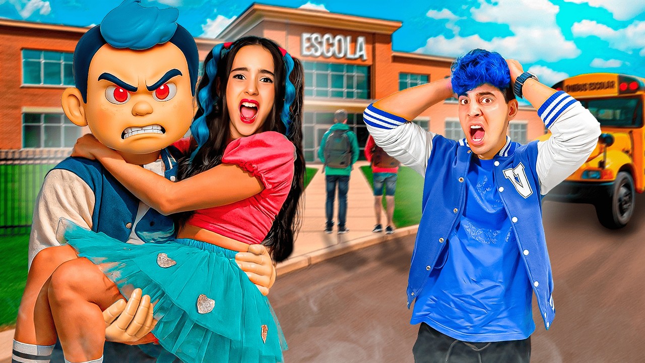 O BONECO MALVADÃO DO VINIBUG LEVOU A BELINHA DA ESCOLA!!