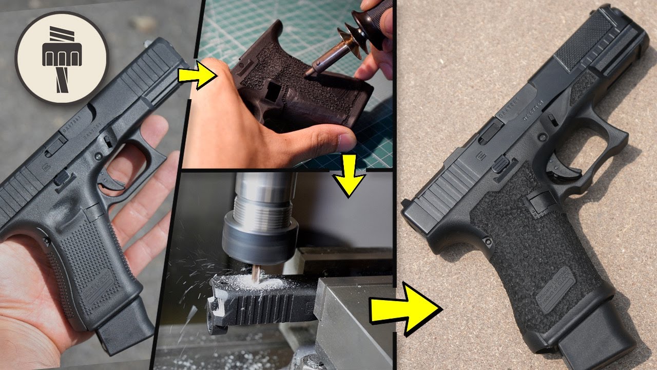 Customized SRC Glock 19 Gen5 for better grip, tactical slide cut, and Cerakote finish.