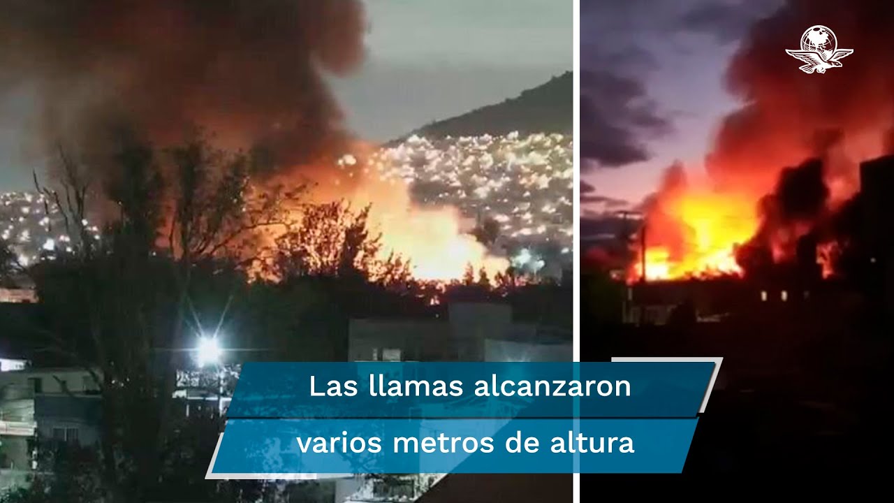Se registra impresionante incendio en f&aacute;brica de muebles en Chicoloapan, Edomex