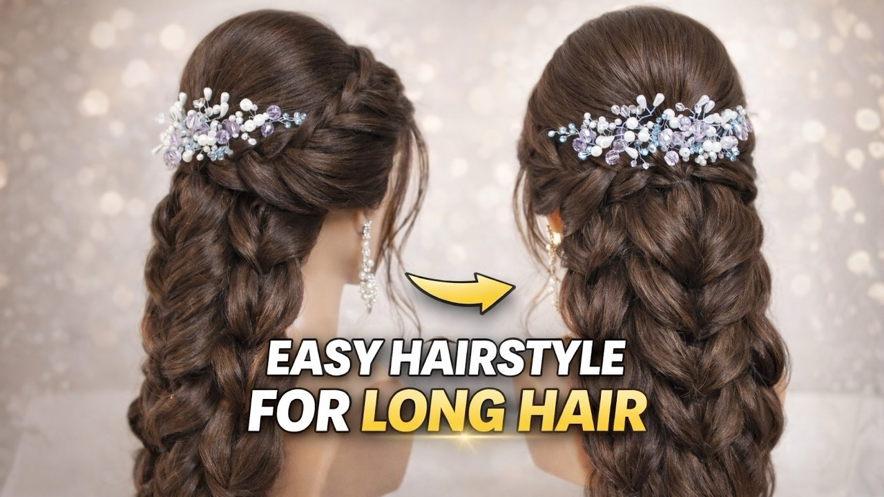 Easy hairstyle for long hair. Braided hairstyle.