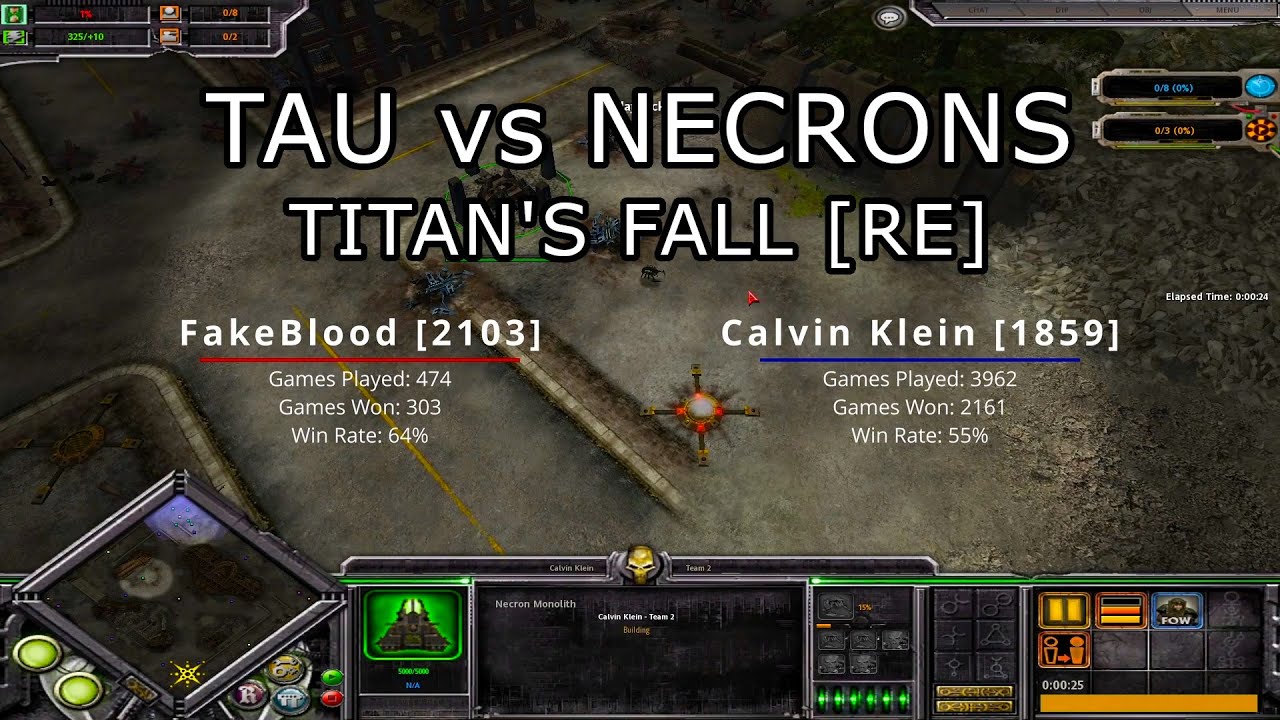 Tau (FakeBlood) vs Necrons (Calvin Klein), Titan's Fall [RE] | Dawn of War: Soulstorm