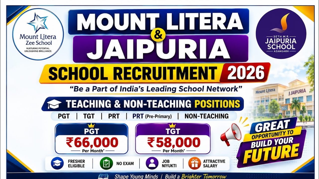 TOP SCHOOLS HIRING 2026-27 🚨 Teaching & Non-Teaching Jobs | Salary UPTO ₹65,000 | Apply Now| PGT TGT