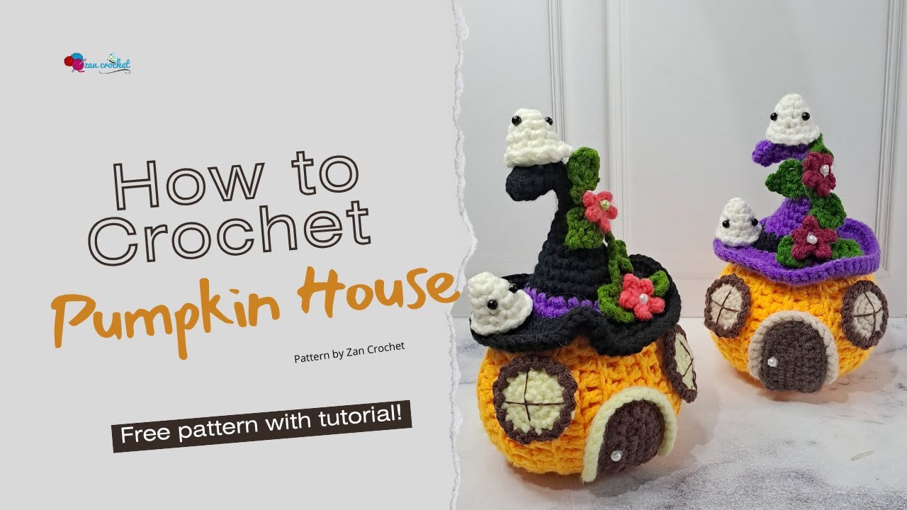 Crochet Pumpkin House Tutorial, Crochet Halloween Decoration, Rajutan Rumah Labu untuk Halloween