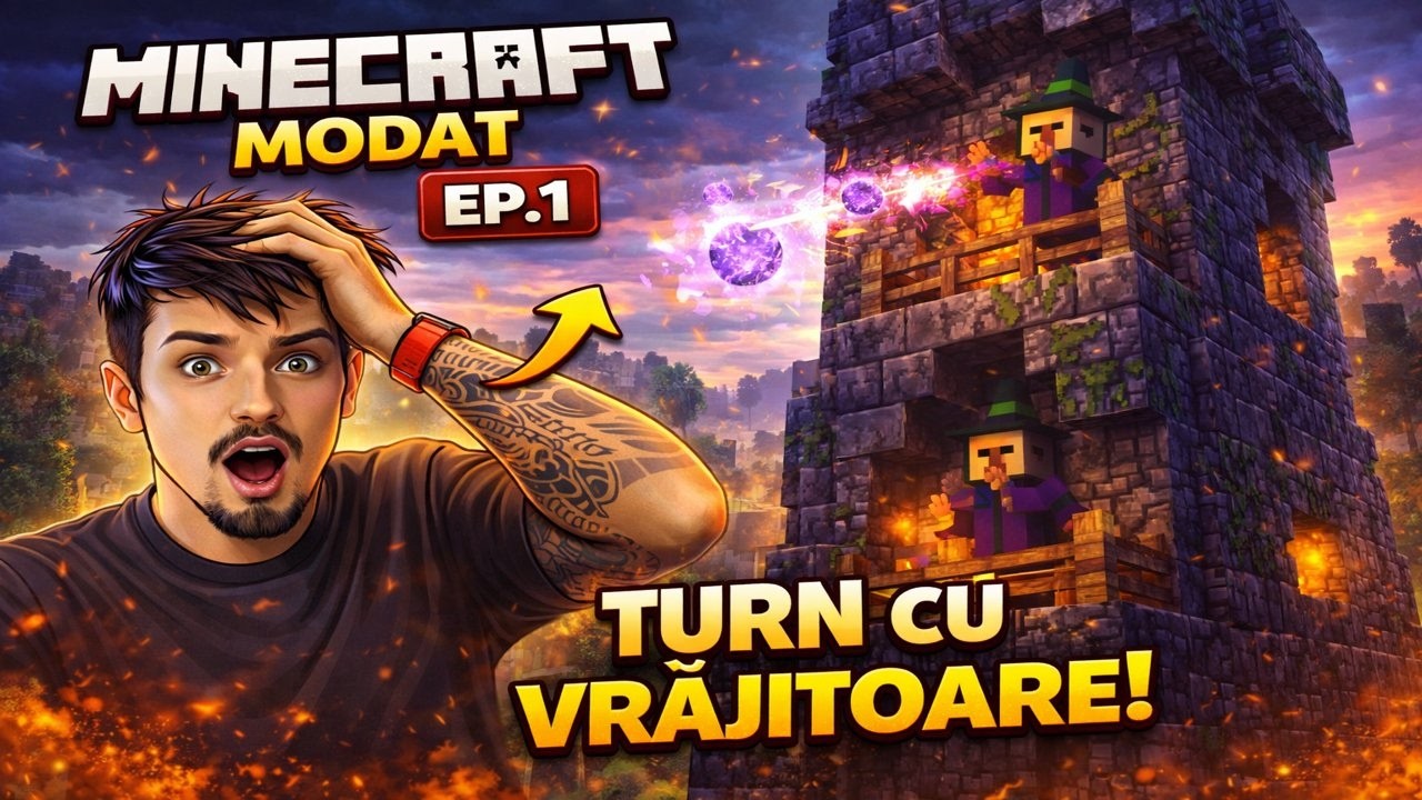 Minecraft Modat EP.1 – Am găsit un TURN cu VRĂJITOARE! 🧙‍♀️🔥