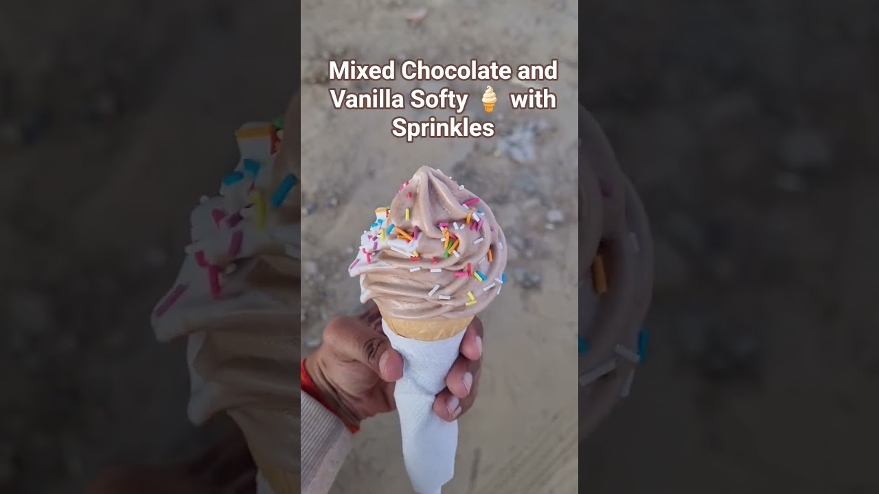 Mixed Chocolate and Vanilla Softy 🍦 with Sprinkles 