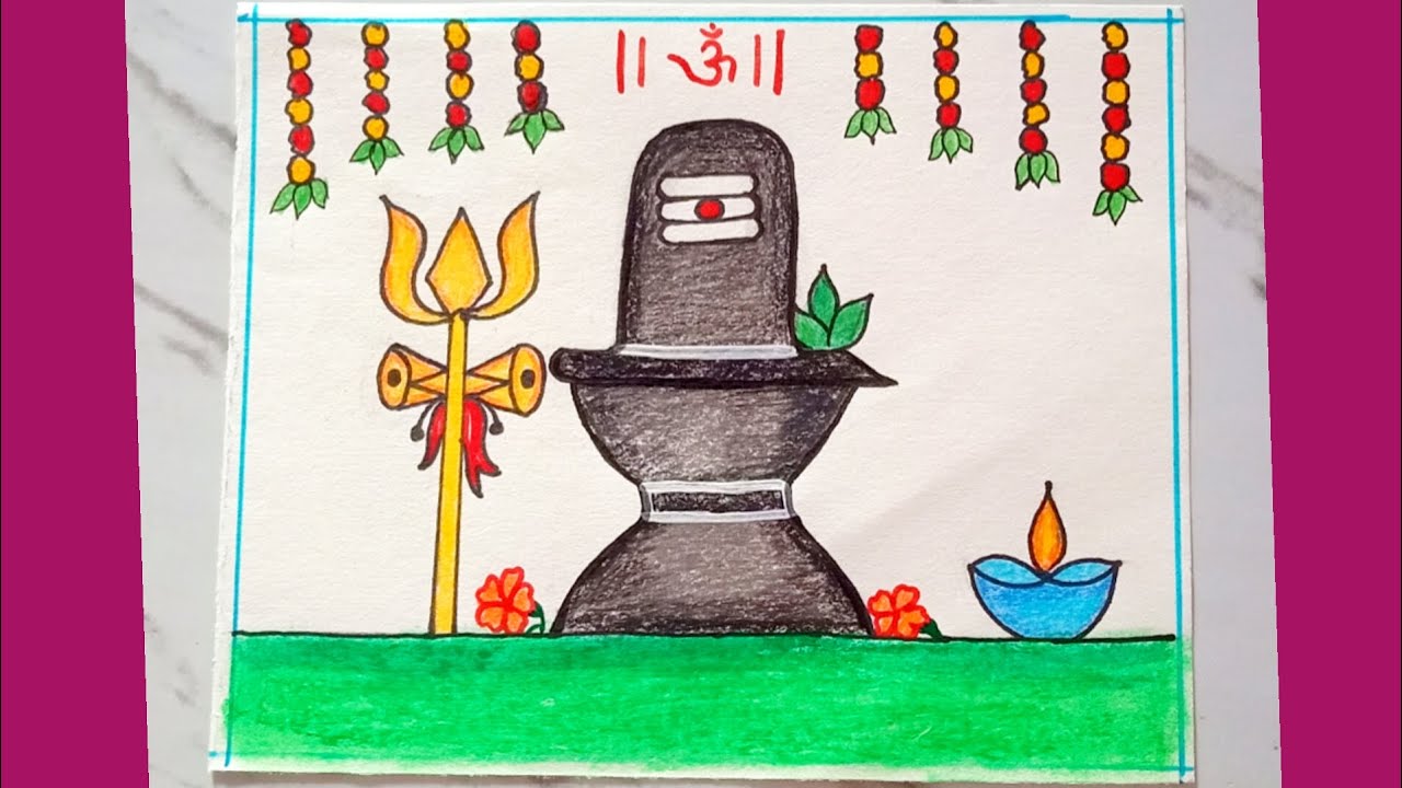Maha Shivaratri Drawing/Shivling drawing very easy/How to draw lord shiva step by step/Mahadevdraw