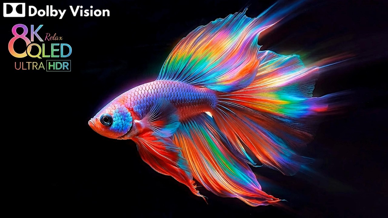 1 Hour Relaxing Betta Fish Aquarium | 8K Ultra HDR Calm Music