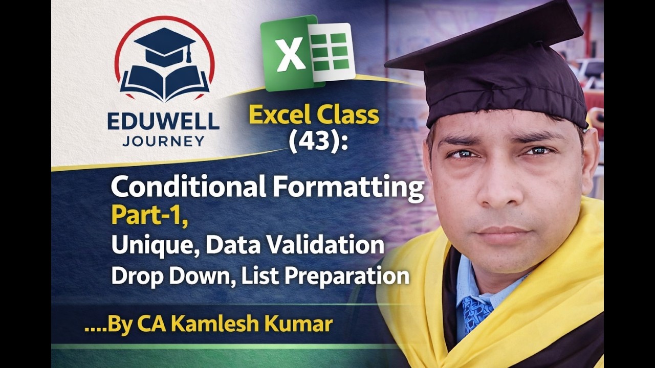 Excel Class 43 | Conditional Formatting | Data Validation & Drop Down List | By CA Kamlesh Kumar