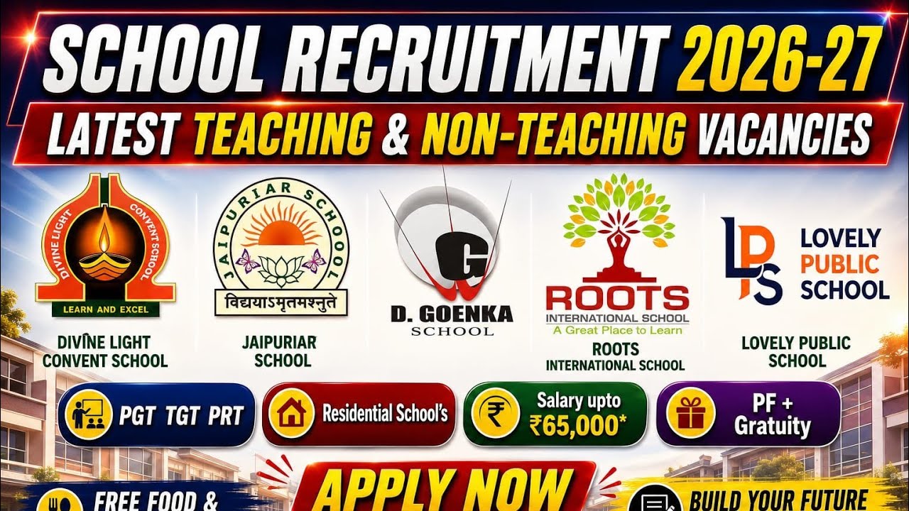 New School Recruitment 2026-27 | Teaching & Non-Teaching Vacancies | Salary Upto ₹ 70k | Apply  Now