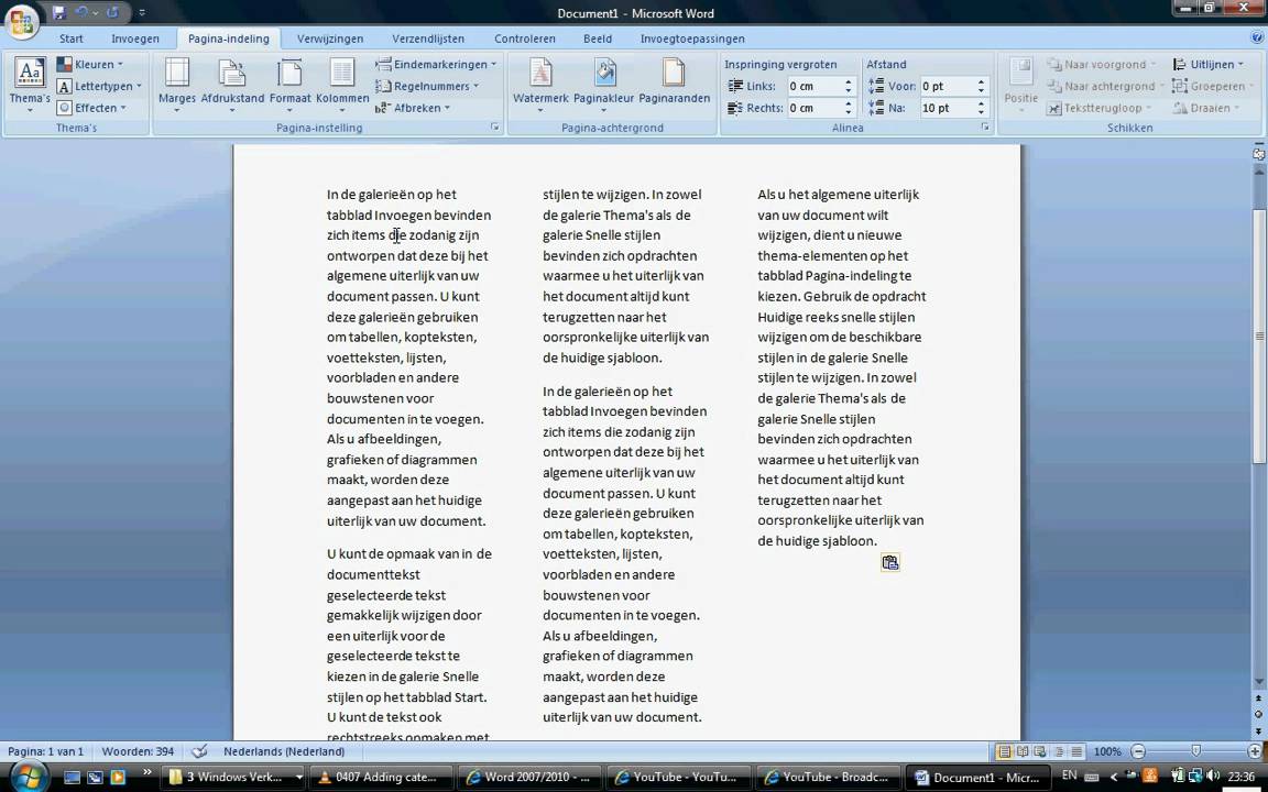 kolommen in Word 2007