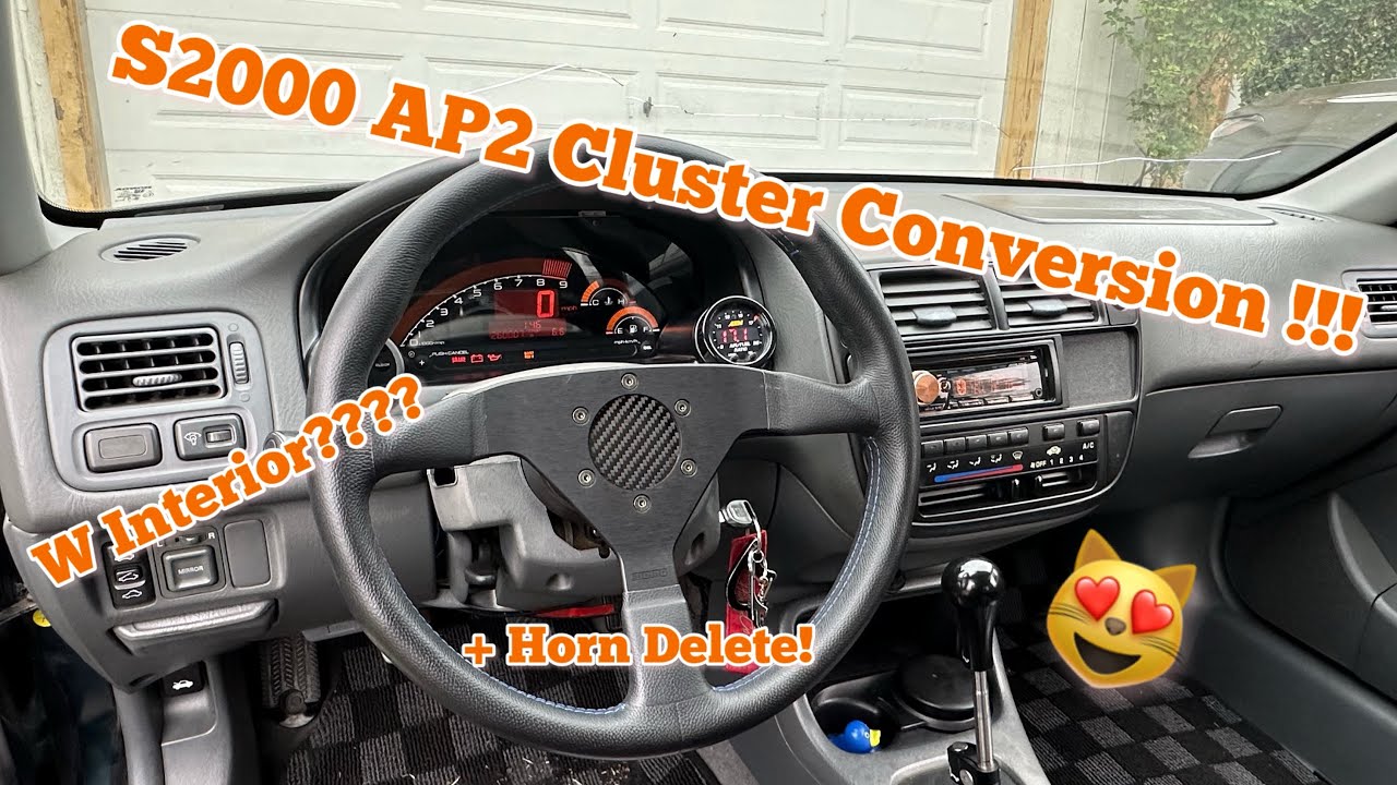 S2000 AP2 Cluster Conversion + Horn Delete on my Ek Civic! (W Upgrade)
