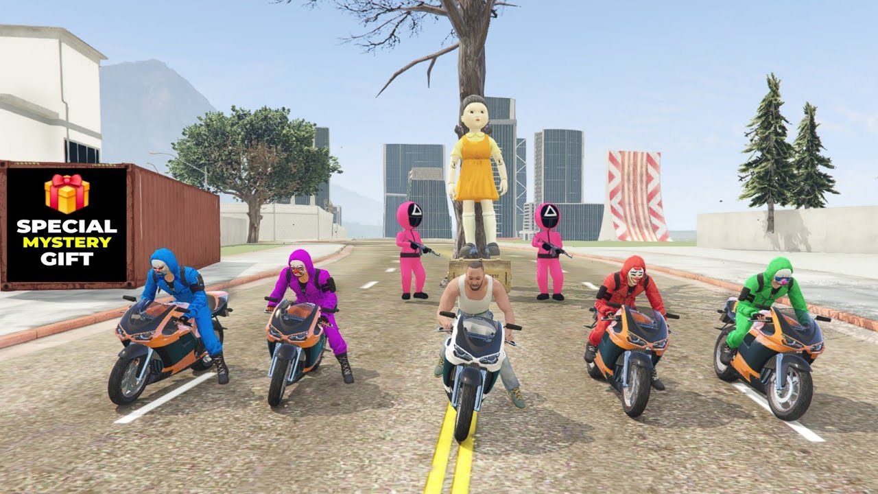 Franklin Playing Squid Game To Open MYSTERY BOX in Indian Bike Driving 3D
