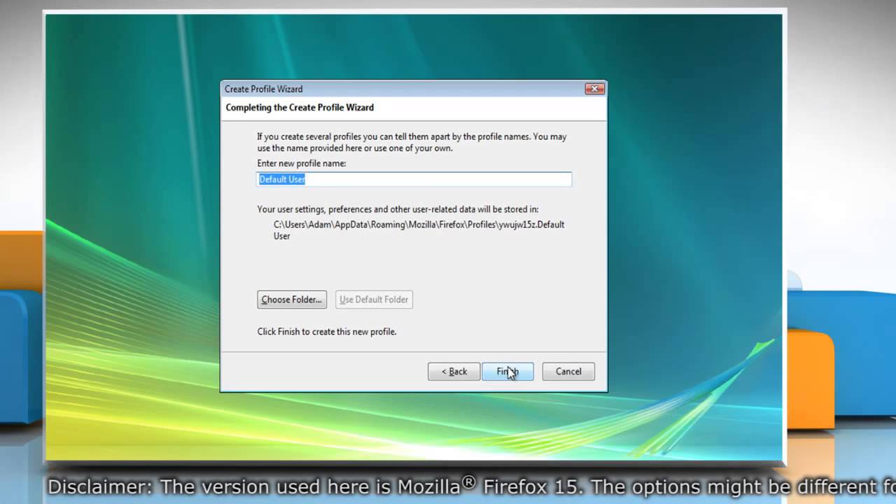 Mozilla&reg; Firefox: How to create and remove user profiles in Windows&reg; Vista