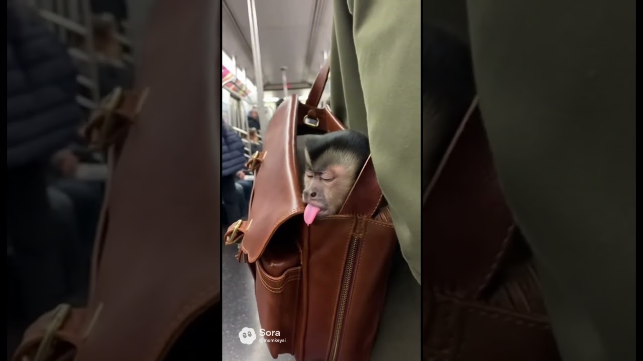 adorable pet monkey on train! 🥹🐒🚆
