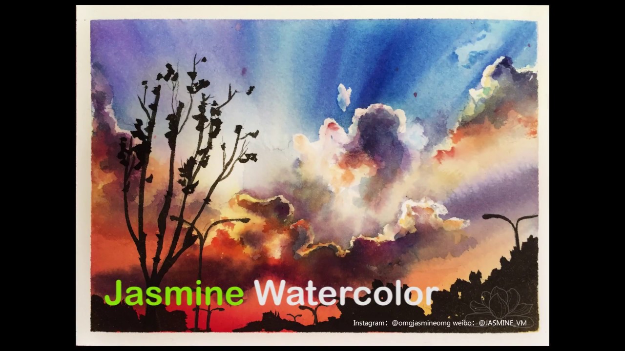 Ecoline watercolor inks cloud painting tutorial