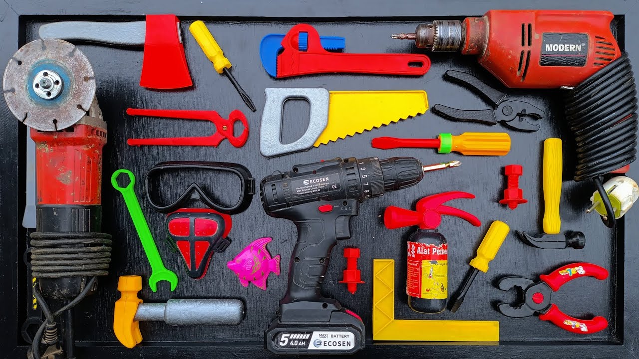 Collection of Repair Tools, Electric Drill, Electric Saw, Hammer With Wriench, Pliers, Hacksaw