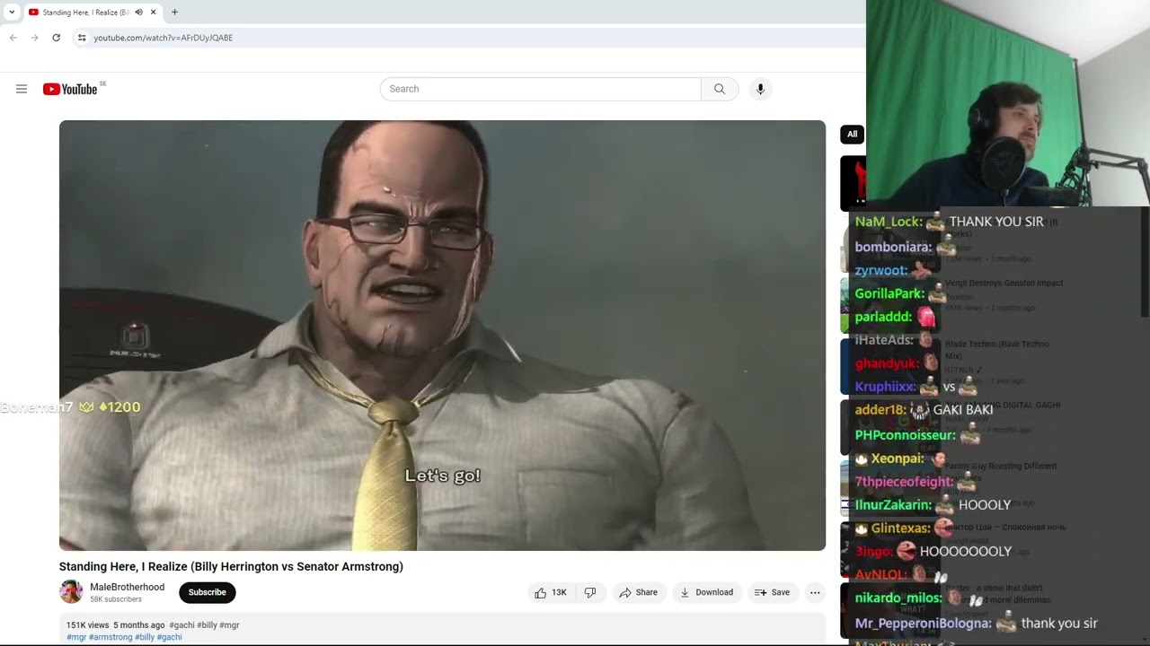 Forsen Reacts to Standing Here, I Realize (Billy Herrington vs Senator Armstrong)