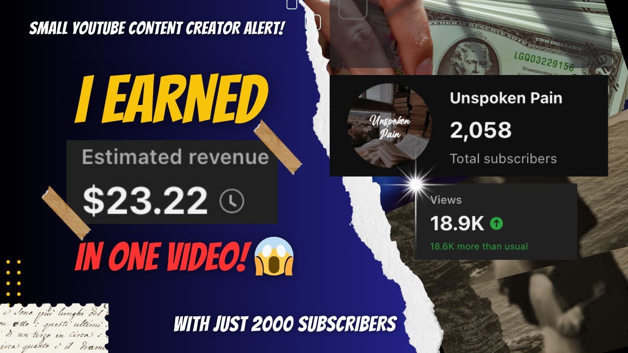 I EARNED $23 DOLLARS IN JUST ONE VIDEO! | SMALL CONTENT CREATOR | UNSPOKEN PAIN
