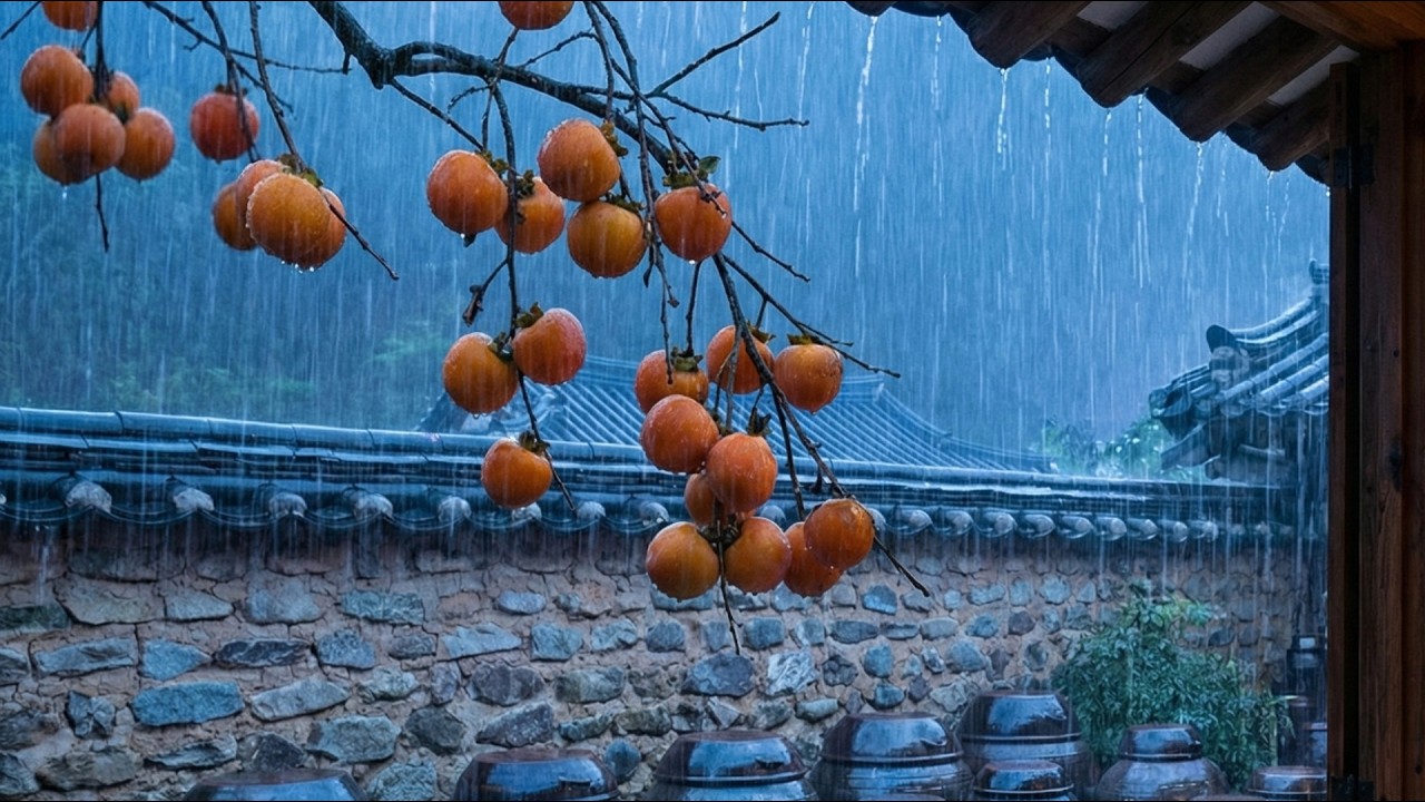 Cozy Hanok Rain with a Sleeping Puppy 🌧️8 Hours ASMR,Deep Sleep