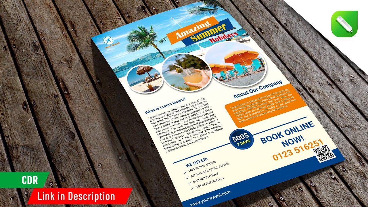 #121 How to create Travel flyer design in CorelDRAW x7  | v-enn graphics