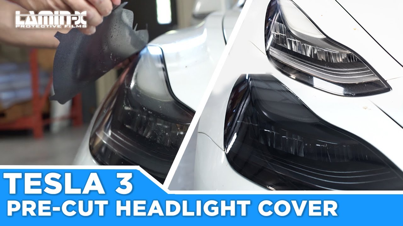 How to tint the Headlights on a Tesla Model 3 with Lamin-x pre-cut Headlight Covers