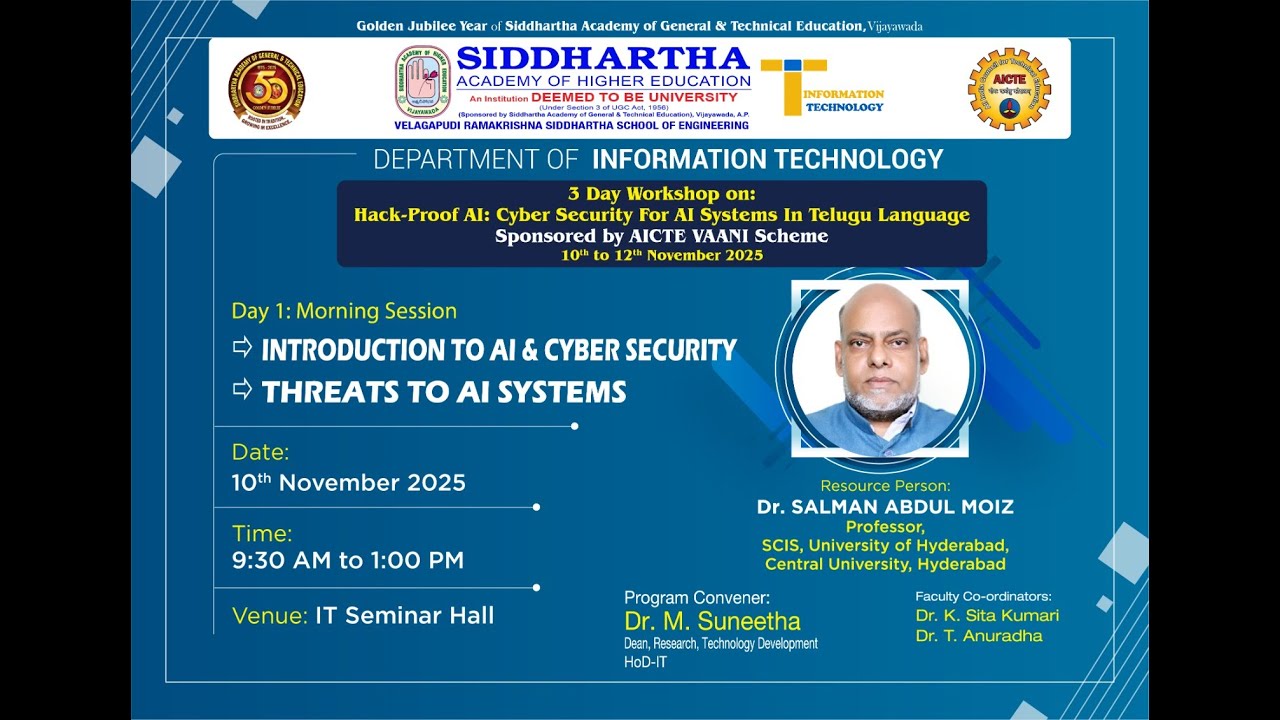 Hack-Proof AI: Introduction to AI, Cyber Security & Threats to AI Systems | Dr. Salman Abdul Moiz