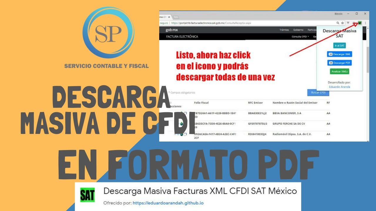Descarga masiva de los CFDI en formato PDF desde el portal del SAT