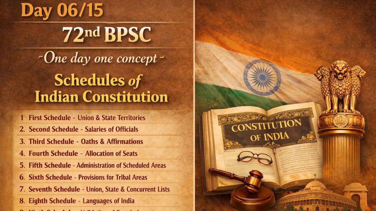 Day 06/15🔥💥🔥संविधान की अनुसूचियाँ 🔥💥🔥 #72ndbpsc #onedayoneconcept #pyq @CivilservicesMantra-z2k 