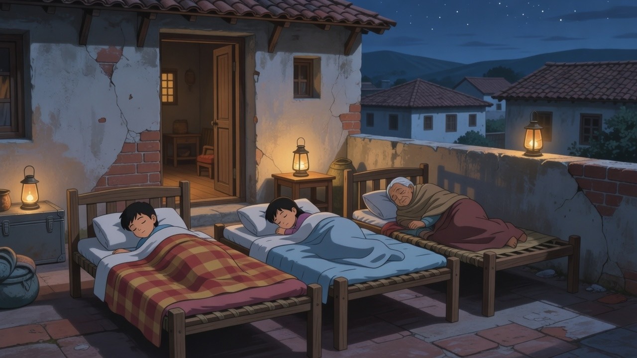 1990s Indian Village Summer Night on the Roof 🌙 | Cozy Rain to Heavy Storm ASMR | Ghibli Style
