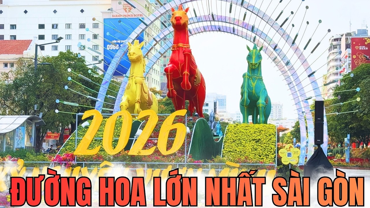 Chi tiết phố đi bộ Nguyễn Huệ tết B&iacute;nh Ngọ 2026||Những điểm chụp h&igrave;nh đẹp đường hoa xu&acirc;n Nguyễn Huệ