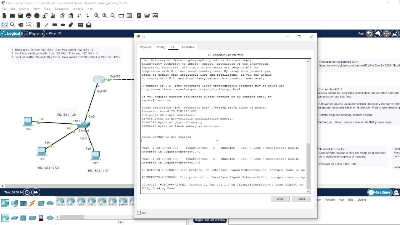 Configurar ACCESS Lists Nombradas en Cisco Packet Tracer