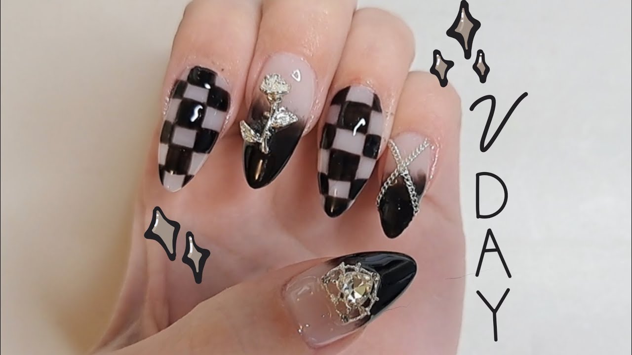 Dark Valentines-Day Nails ~ ASMR🖤⛓️