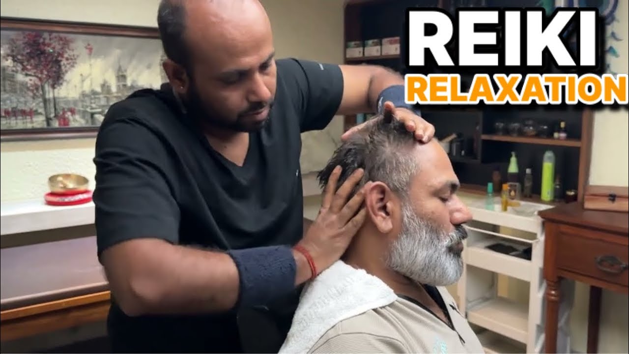 Reiki master giving head massage therapy to relax my stress and Imsomnia , Asmr relaxation 