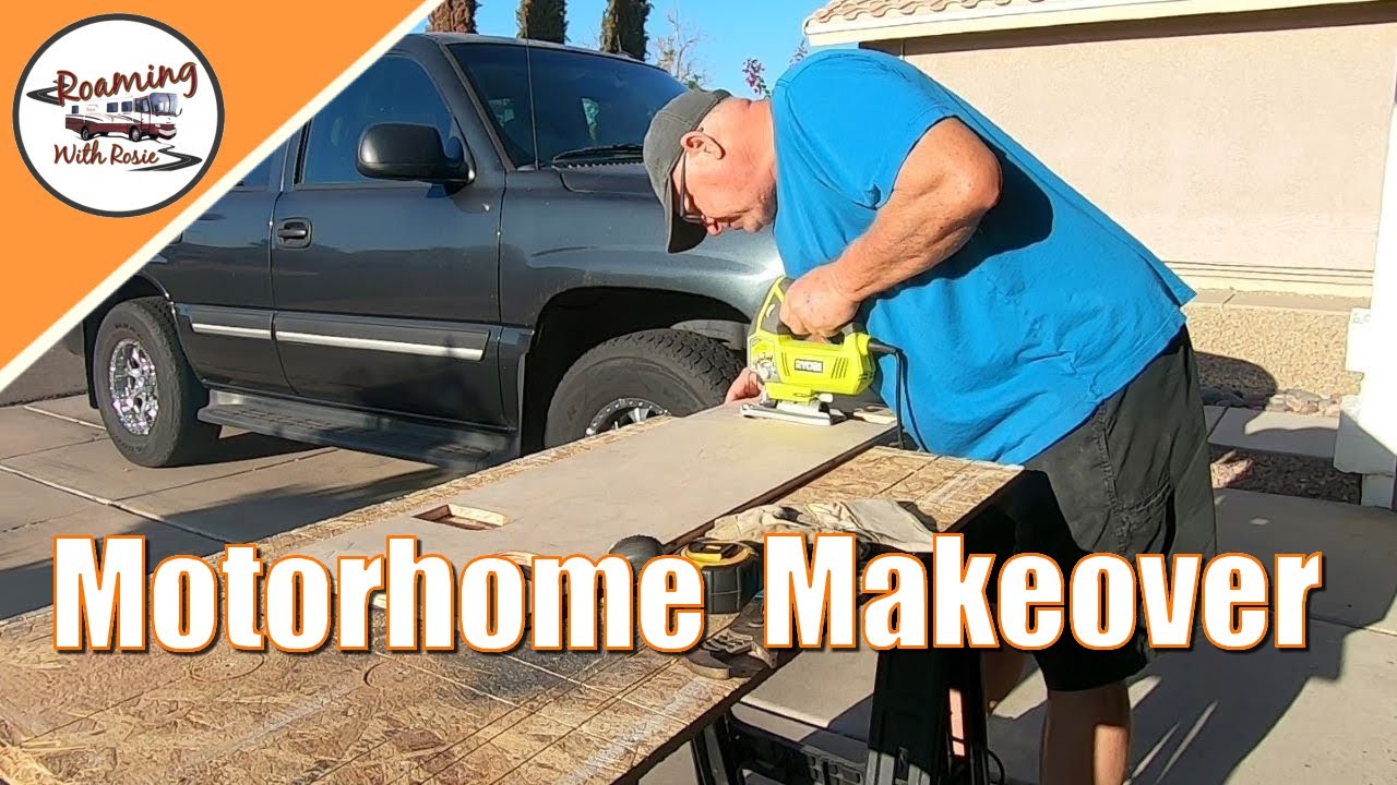 Motorhome Makeover - Replacing Ugly Engine Compartment Cover & Flooring Install