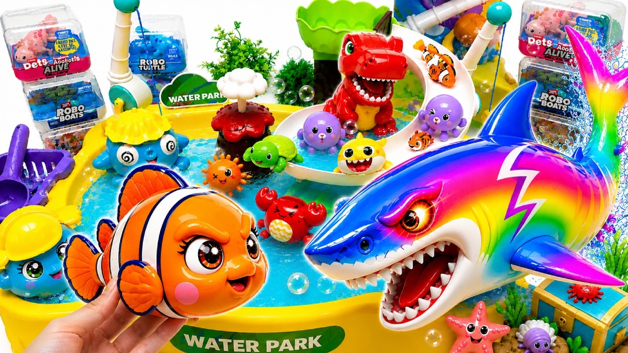 ASMR Satisfying Unboxing Rainbow Shark vs Nemo Fish Dino Water Park Robo Alive Toys🦈🐠Aqua Toys ASMR