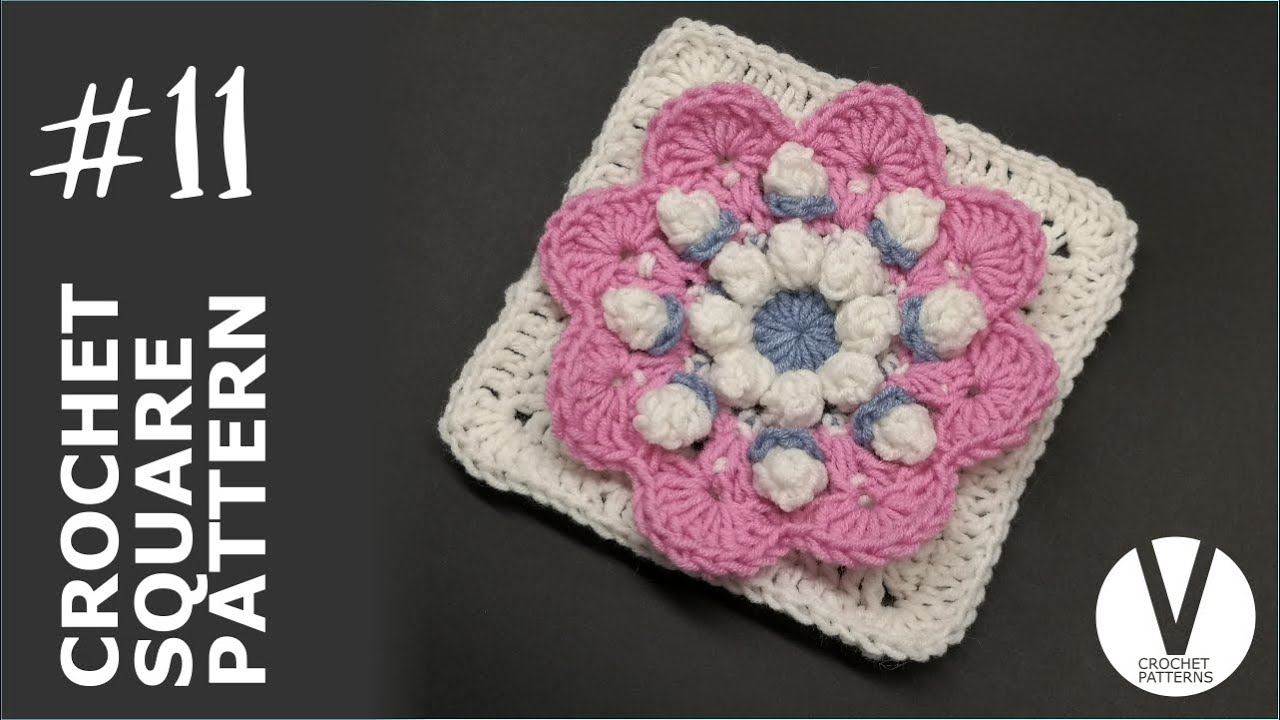 Crochet 3d flower granny square pattern