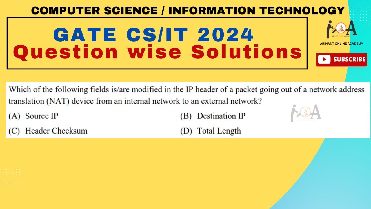 Solved GATE CS/IT 2024 Paper | DETAILED VIDEO SOLUTIONS | CN | IP Header,Network Address Translation