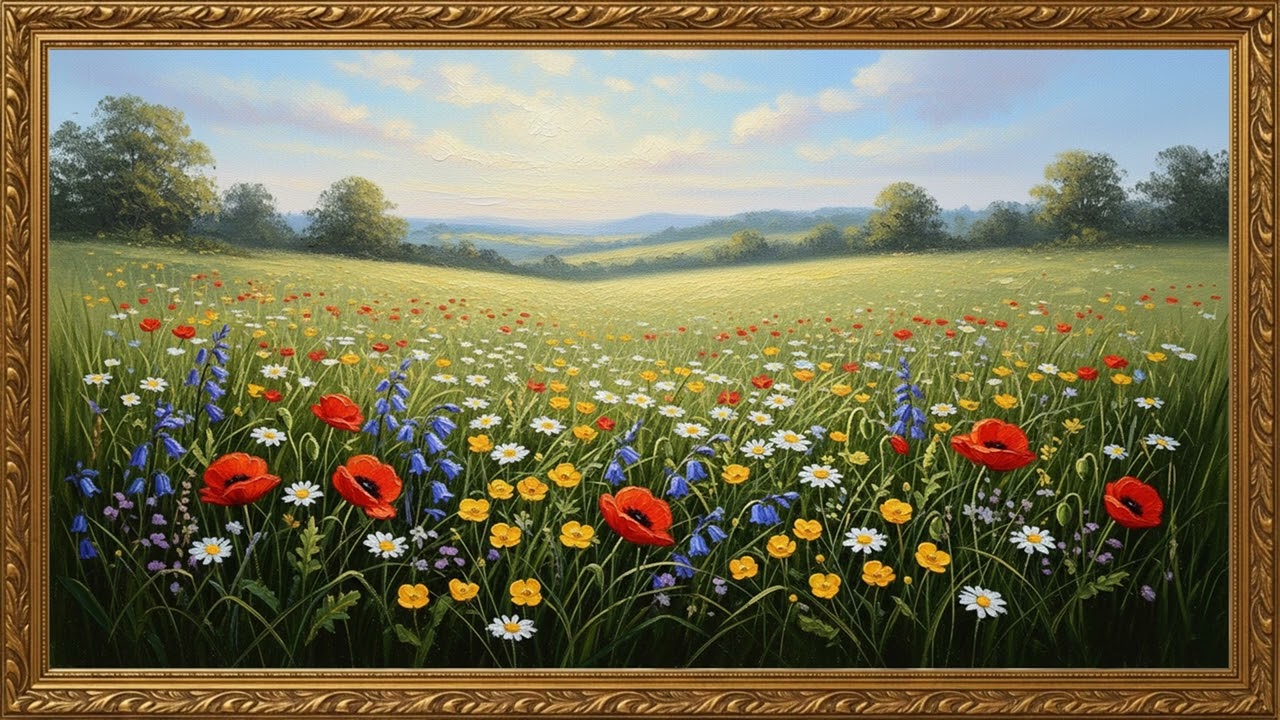 Peaceful Spring Wildflower Meadow | Relaxing TV Art Screen 2H