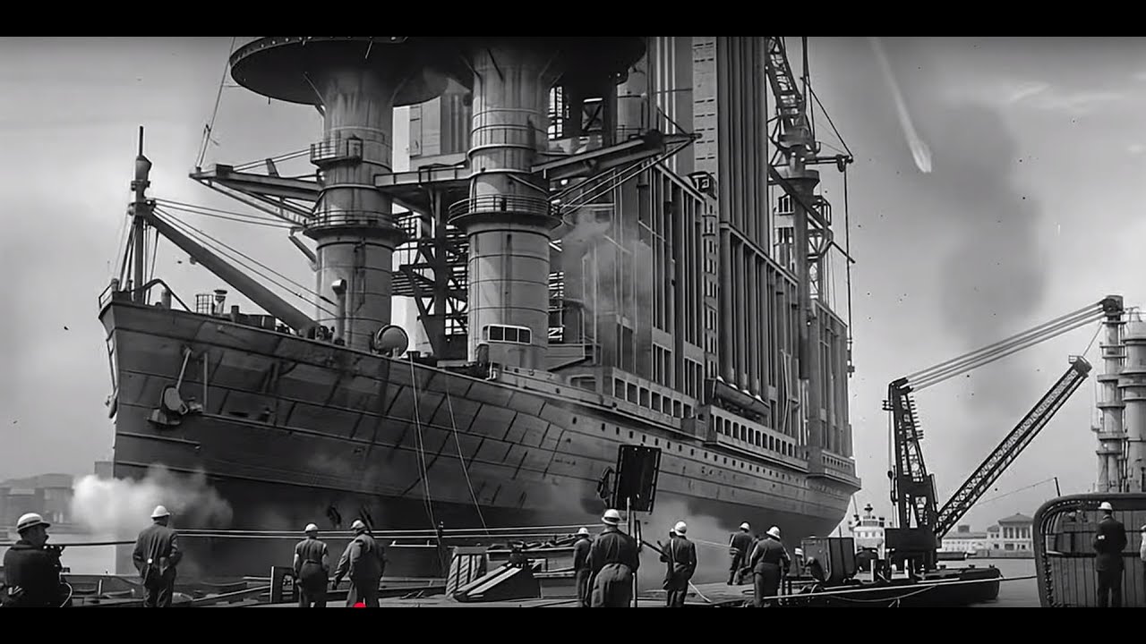 Synthsaga SciFi:   1940s retro Harbor DieselPunk Giant Vessels , - ,parallel dimension