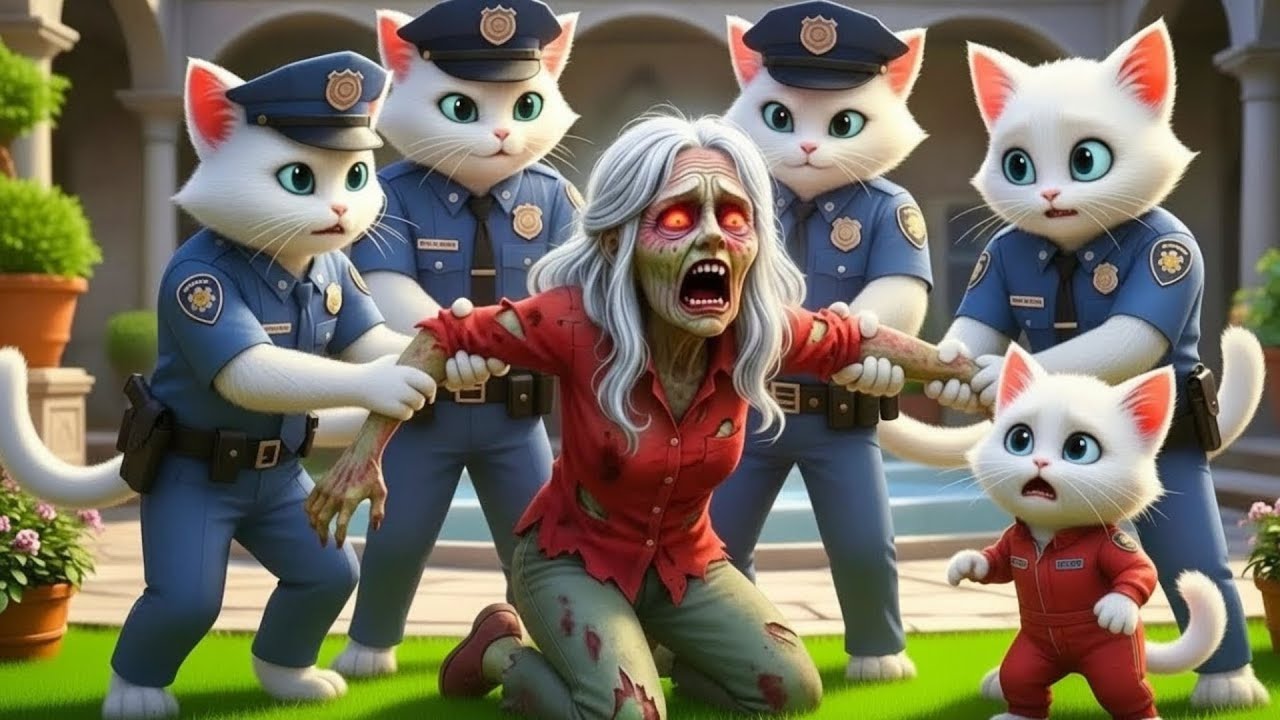 😱 OMG! 🧟 Zombie Mother Breaks In ⚡ Baby Kitten Terrified as Police Rush In!  AI Cat Story