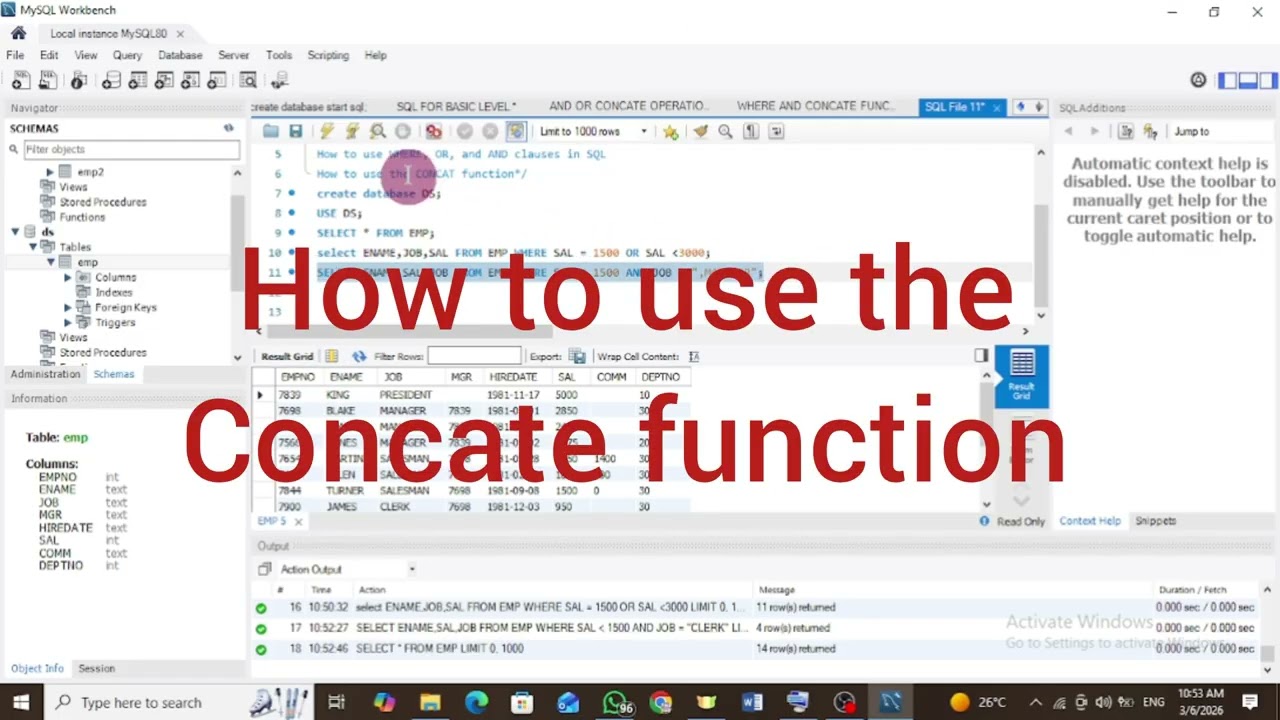 *SQL Clauses and CONCAT Function.