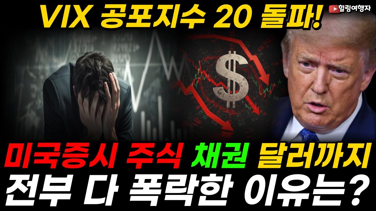 미국증시 폭락했다! VIX 공포지수 20 돌파! 주식 채권 달러까지 전부 다 폭락한 유럽발 관세 전쟁 시즌 2 임박?!