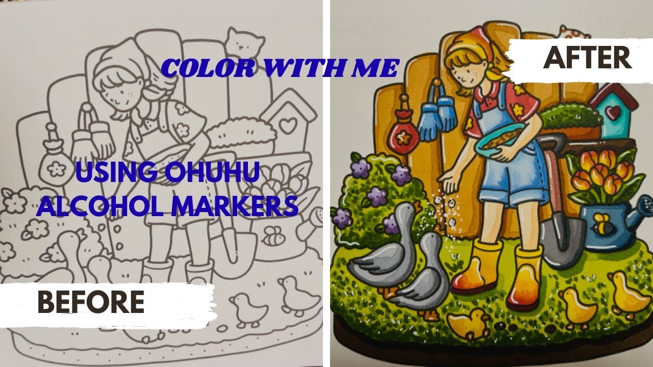 Color With Me | ASMR Marker Sounds | Coco Wyo Girl Moments Feeding Birds | Ohuhu Alcohol Markers