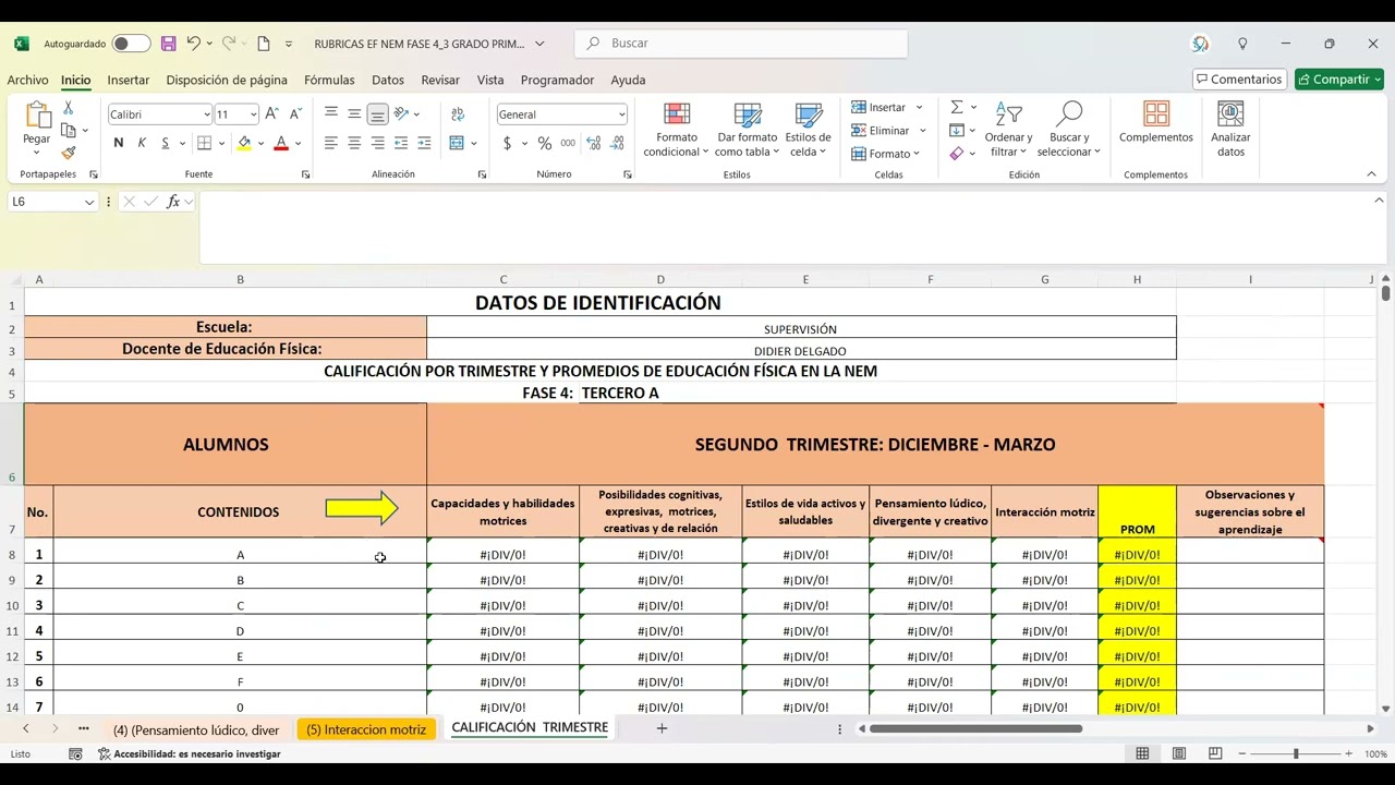 RUBRICAS EDUCACIÓN FÍSICA NEM