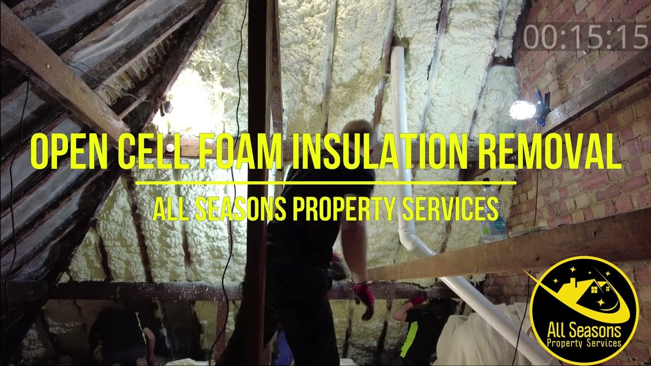 Spray Foam Removal / Open Cell Loft Insulation Removal Attic Time Lapse